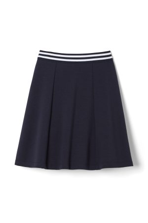 Pull-On Stretch Ponte Skort with Striped Elastic Waistband